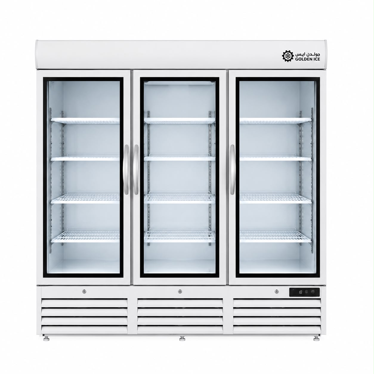 3-door glass vertical beverage refrigerator with a capacity of 1547 liters