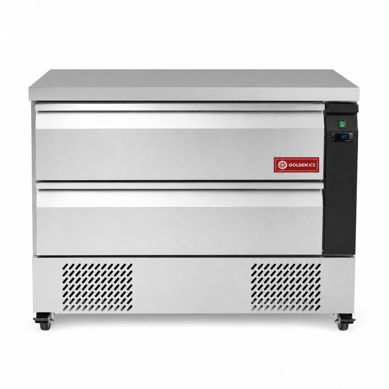 Steel refrigerator, 2 drawers, 123 cm