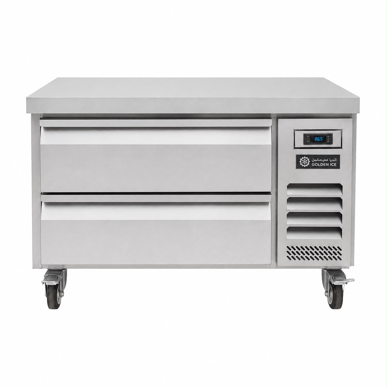 Steel refrigerator, 2 drawers, 96 cm