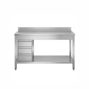 طاولة خدمة ستانلس ستيل 3 أدراج ورف سفلي 180 سم
