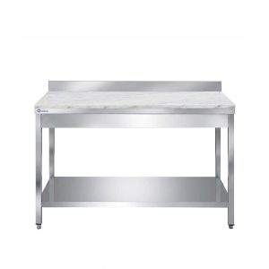 طاولة تحضير طعام ستانلس بسطح رخام 120 سم مع رف سفلي