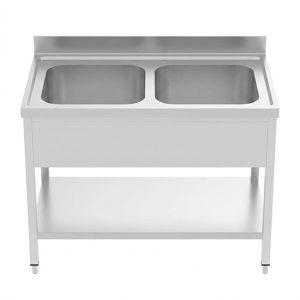 حوض غسيل مزدوج ستانلس ستيل 140 سم