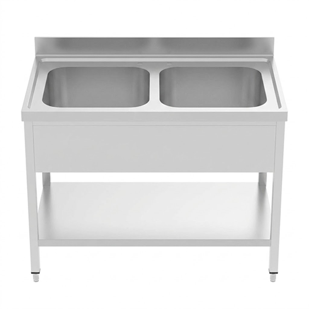 مغسلة حوضين ستانلس 140سم