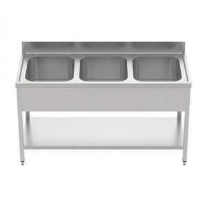 مغسلة ستانلس ستيل 3 أحواض 200 سم