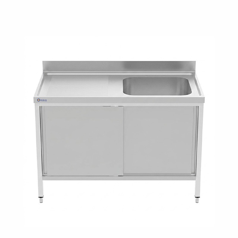 مغسلة ستانلس ستيل بحوض ومجلي مع دولاب